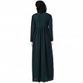 Front open abaya with pintucks- Bottle Green Front open abaya with pintucks- Bottle Green